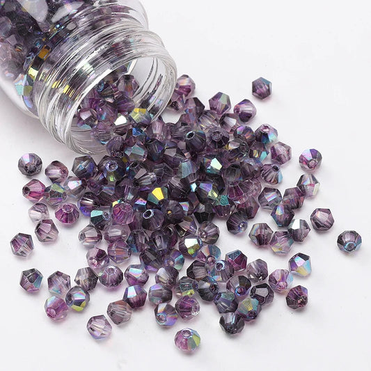 4mm Dark Purple AB Half Plated AB Grade AAA,  Bicone Beads 9g Loose Sundaylace Creations & Bling