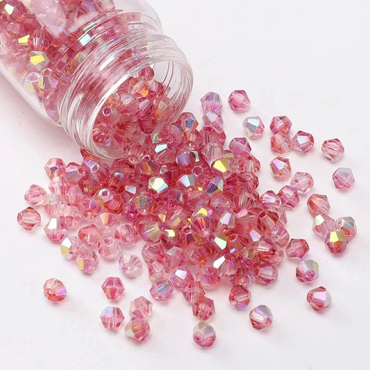 4mm Dark Pink AB Half Plated AB Grade AAA,  Bicone Beads 9g Loose Sundaylace Creations & Bling
