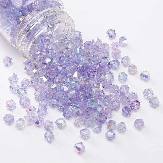 4mm Periwinkle Purple AB Half Plated AB Grade AAA,  Bicone Beads 9g Loose Sundaylace Creations & Bling