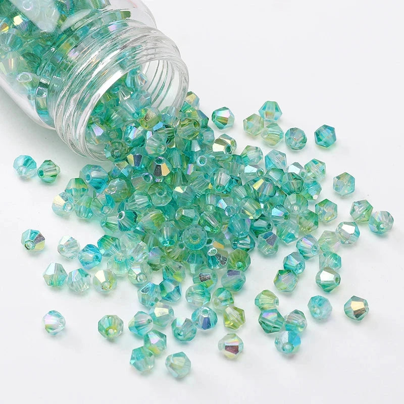 4mm Mint Teal AB Half Plated AB Grade AAA,  Bicone Beads 9g Loose Sundaylace Creations & Bling