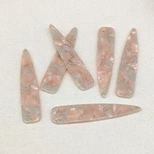 11*55mm Peach Shell Tan Marble, Sew on, Large Resin Gem (Sold in Pair)