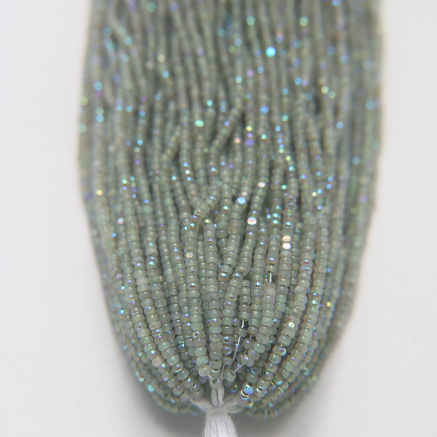 11/0 Charlotte Cut *Premium Seed Bead - Patina Opal Neon Mint Green Aurore Boreale (AB) *10g Hank*