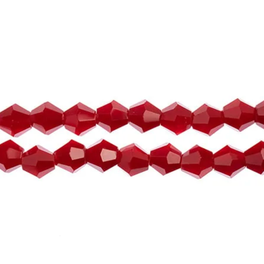 4mm Opaque Red, Crystal Lane Bicone (96pc) 2 x 7inch Strand