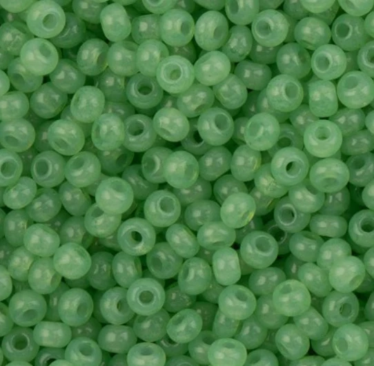 11/0 Alabaster Dark Green Solgel, Preciosa Seed Beads 22g 11/0 Preciosa Seed Beads