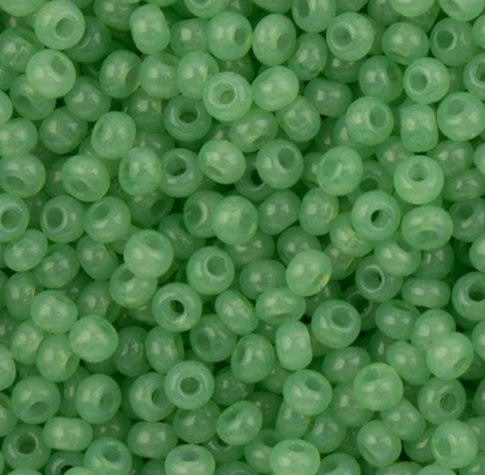 11/0 Alabaster Dark Green Solgel, Preciosa Seed Beads 22g 11/0 Preciosa Seed Beads