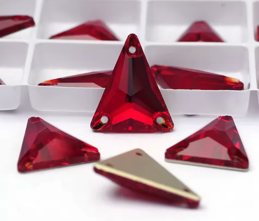 18*21mm Siam Long Arrow Triangle, Sew on, Fancy Glass Gems (Sold in Pair) Glass Gems