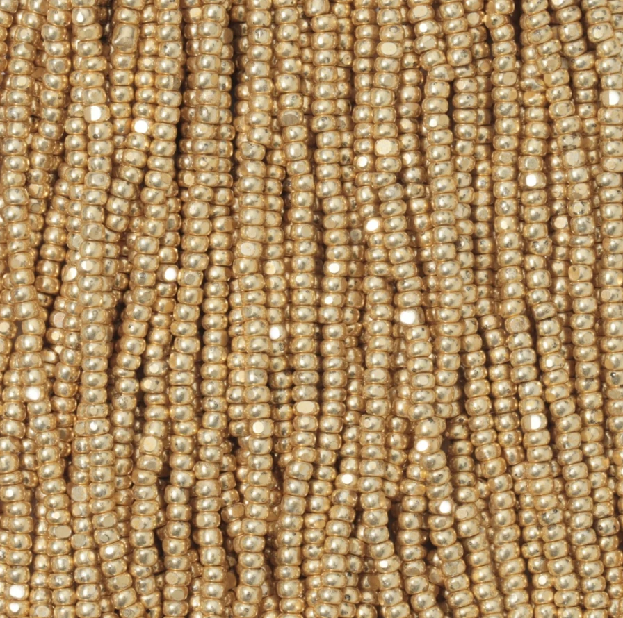 13/0 Charlotte Cut Czech Seed Bead- Light Metallic Gold *HANK Czech Preciosa Charlotte Cut Seedbeads