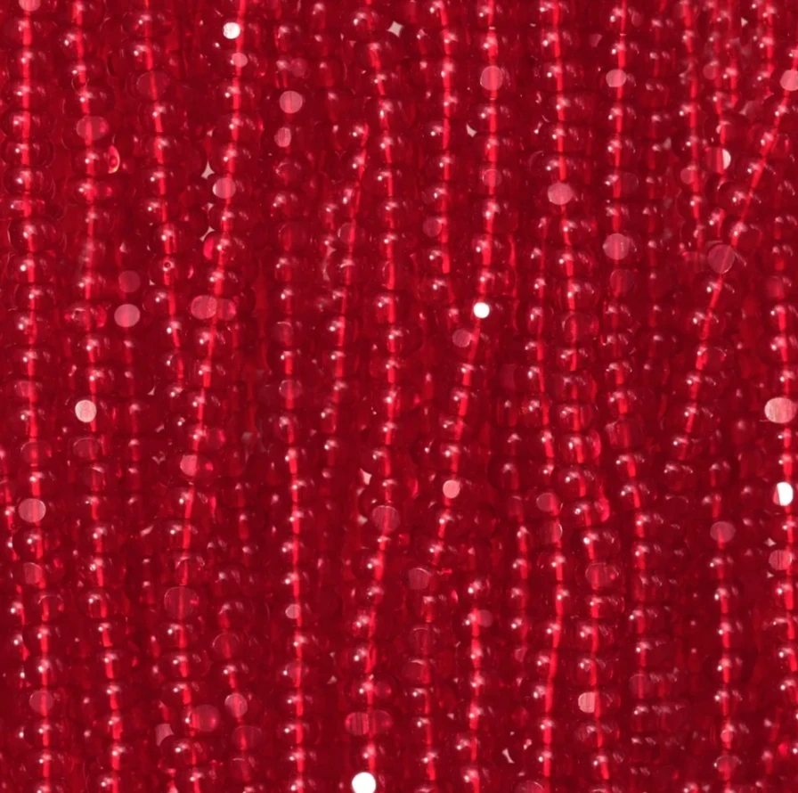 13/0 Charlotte Cut Czech Seed Bead- Transparent Red *Hank Czech Preciosa Charlotte Cut Seedbeads