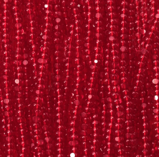 13/0 Charlotte Cut Czech Seed Bead- Transparent Red *Hank Czech Preciosa Charlotte Cut Seedbeads
