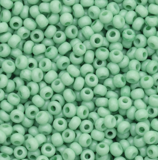 10/0 Light Irish Spring Green Chalk Dyed Solgel, Preciosa Seed Beads 22g 10/0 Preciosa Seed Beads
