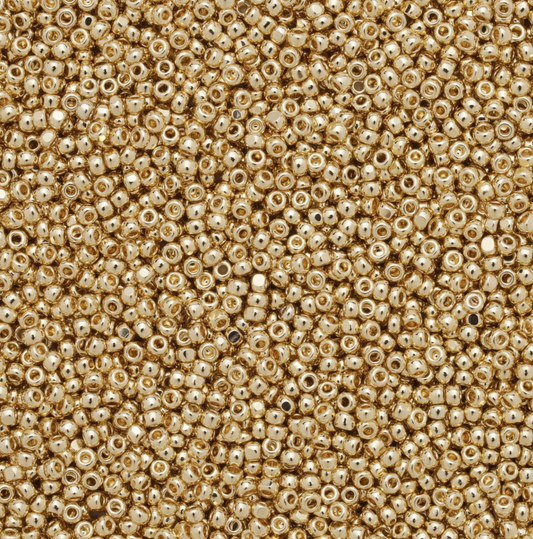 13/0 Charlotte Cut Czech Seed Bead- 24kt Gold Plated (3.3g Small Vial) Czech Preciosa Charlotte Cut Seedbeads