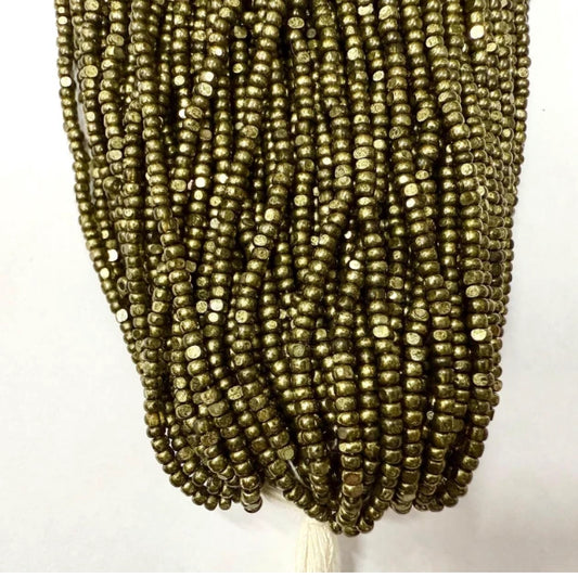11/0 Charlotte Cut Seed Bead - Metallic Khaki Green 10g India Sheen Charlotte Cut Seedbeads