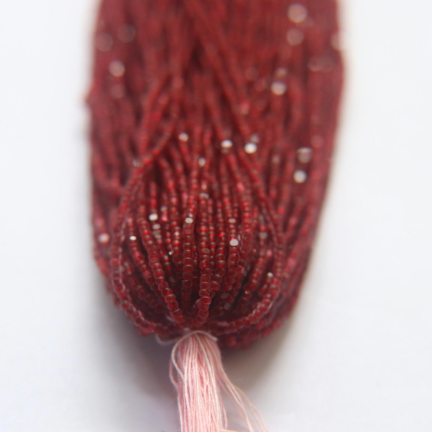 13/0 Charlotte Cut Seed Bead -Crystal Matt Ruby Lined  10g India Sheen Charlotte Cut Seedbeads
