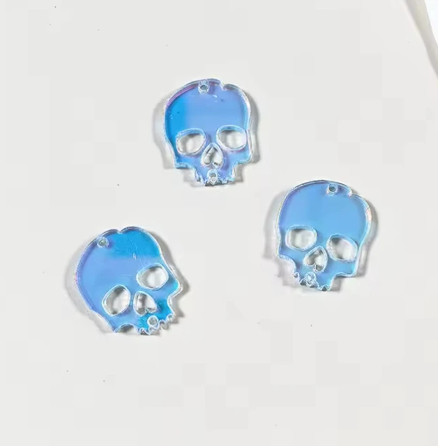 18*21mm AB Clear Skull Colour Shape Acrylic, Glue on, Resin Gem (Sold In Pair) Resin Gems