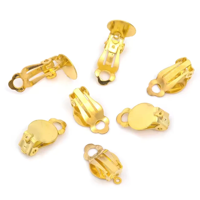 10mm Gold Earring Clip-on Flat Earring Finding, Basics (Sold in Pair) Sundaylace Creations & Bling