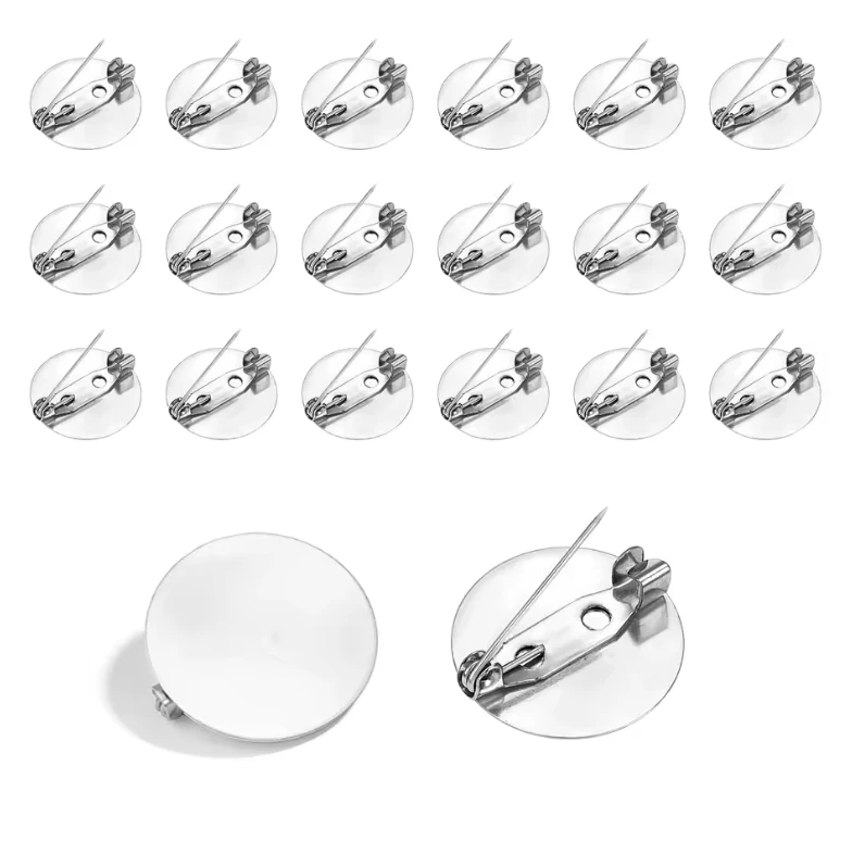 20mm Silver Round Blank  Brooch Base Barpin, Jewelry Findings (20 pcs) Sundaylace Creations & Bling