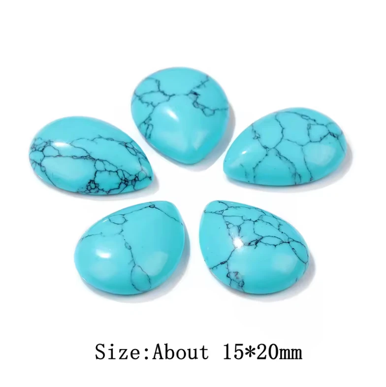 18*20mm Turquoise Green Teardrop, Precious Natural Stone Quartz, Glue on, Stone Gem (Sold in Pair) Sundaylace Creations & Bling