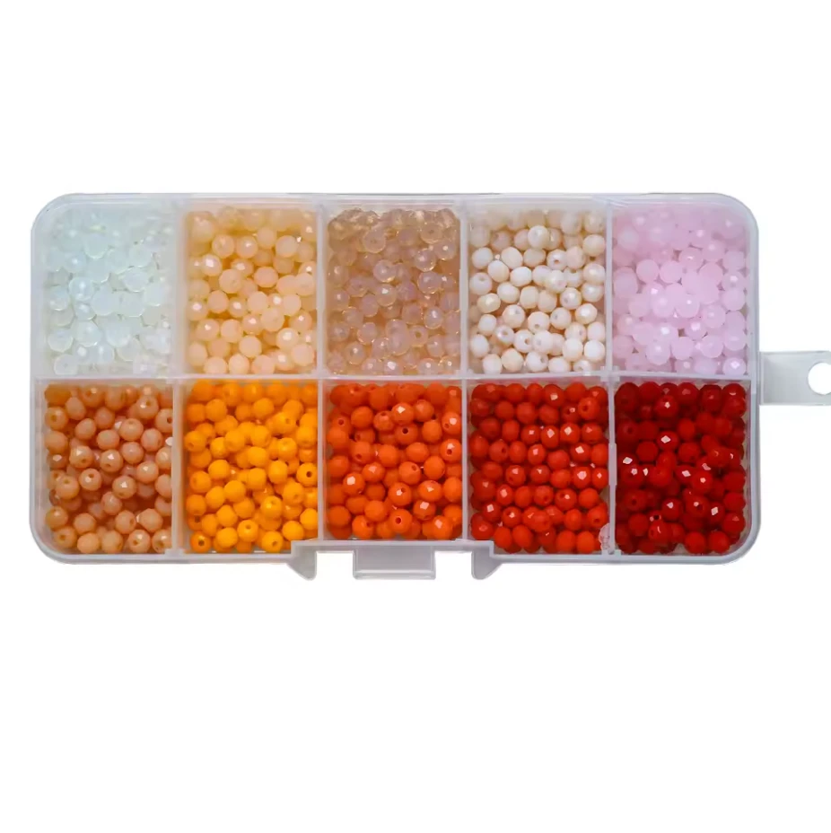 4mm Fire Colour Rondelle Bead Set - 10 Colours of 4mm Rondelle Glass Beads Set, Promotions Sundaylace Creations & Bling