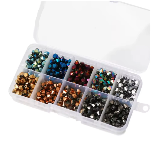 2mm Metallic Bicone Bead Set - 10 Colours of 2mm Bicone Glass Beads Set, Promotions Sundaylace Creations & Bling