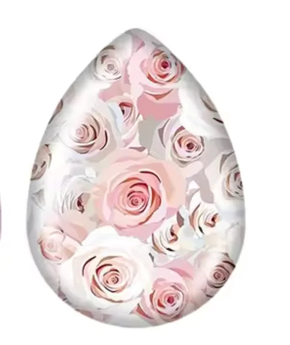 13*18mm Pink Rose Petals Teardrop, Glue on, Resin Gems (Sold in Pairs) Resin Gems