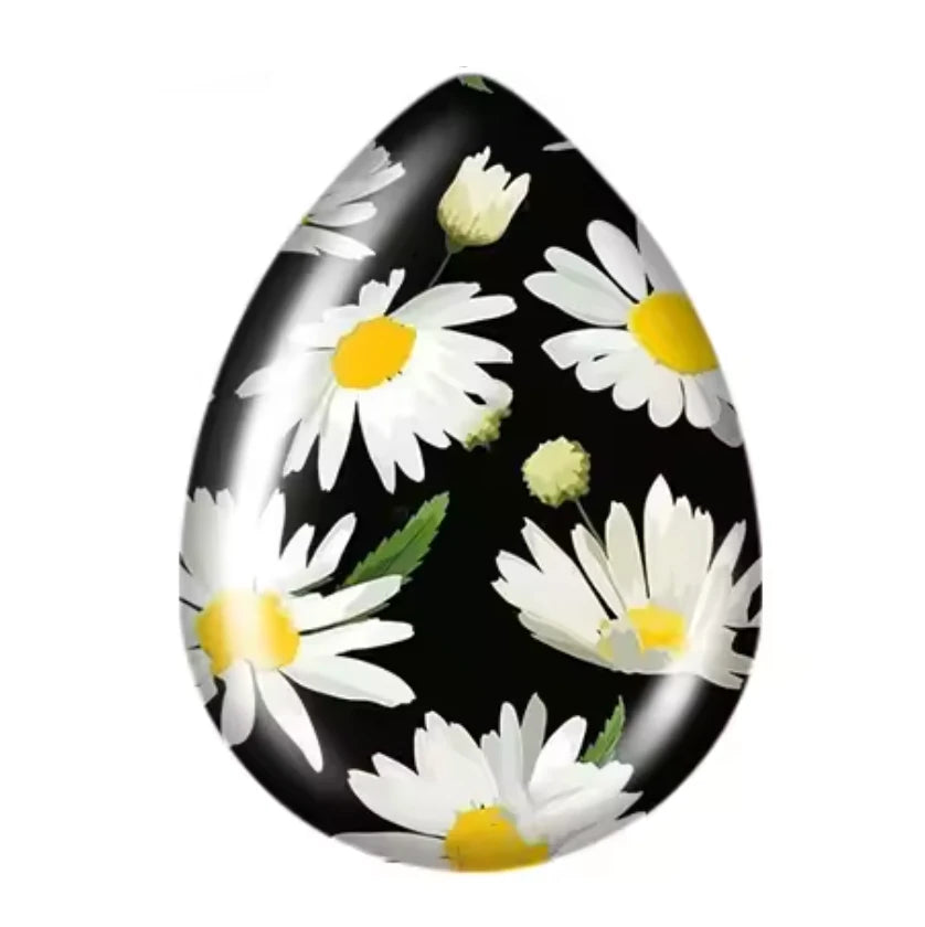 18*25mm Daisy in Black Teardrop, Glue on, Resin Gems (Sold in Pairs) Resin Gems