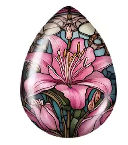 18*25mm Lily Bloom Pink Teardrop, Glue on, Resin Gems (Sold in Pairs) Resin Gems