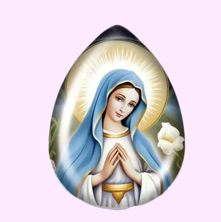 13*18mm Virgin Mary Faith Teardrop, Glue on, Resin Gems (Sold in Pairs) Resin Gems