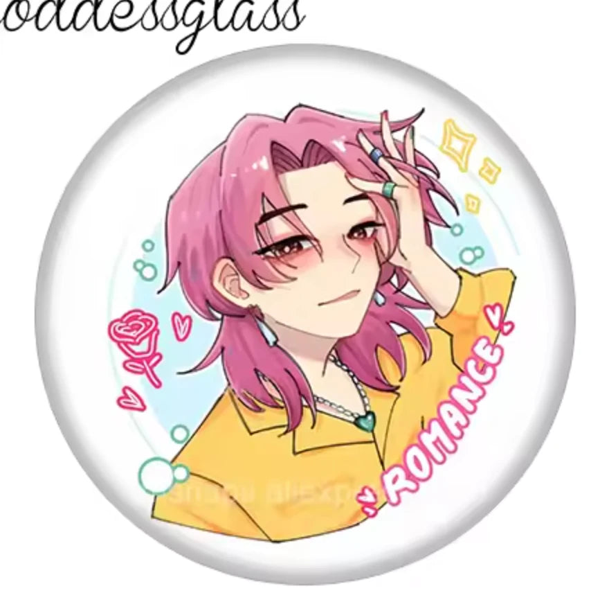 18mm Romance SAJA BOYS - K-Pop Demon Hunter Anime Cartoon Round, Glue on, Resin Gem, (Sold in Pairs)