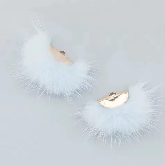 40mm Pale Blue Real Mink Fur Tassel Earring Finding
