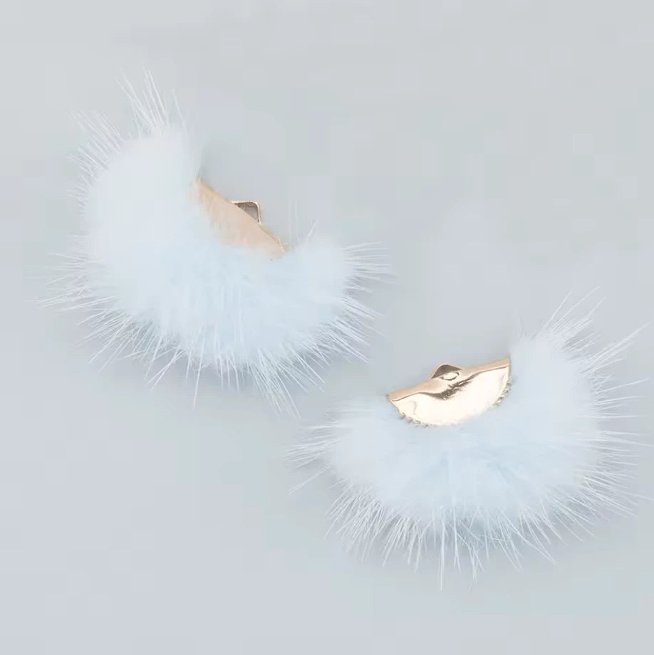 40mm Real Mink Fur Tassels with gold half circle clasp top  Earring Finding, (10 piece) Sundaylace Creations & Bling