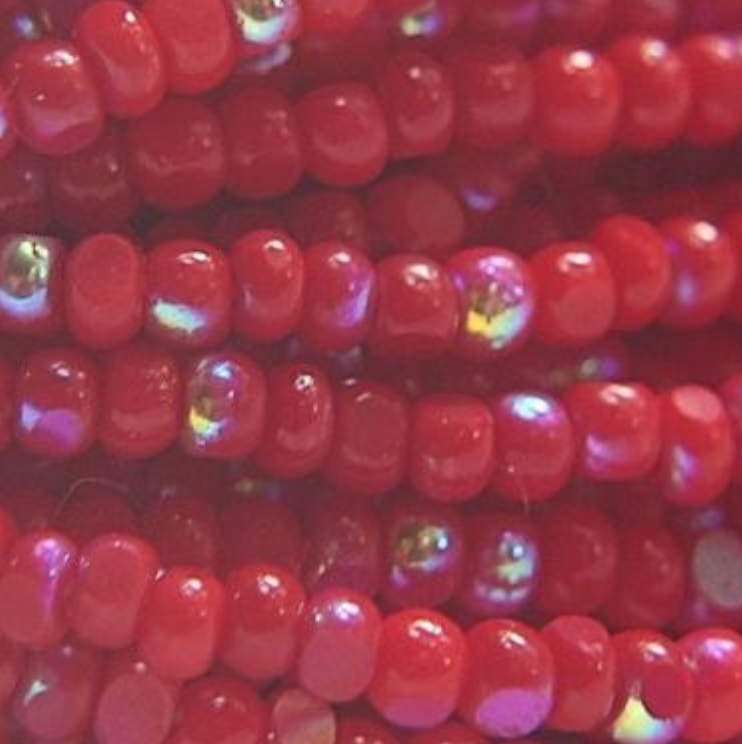11/0 Charlotte Cut Seed Bead - Patina Dark Red Opaque Aurore Boreale (10g) India Sheen Charlotte Cut Seedbeads