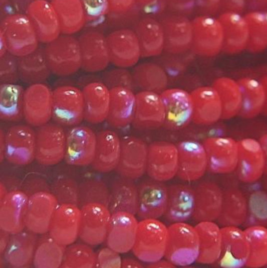 11/0 Charlotte Cut Seed Bead - Patina Dark Red Opaque Aurore Boreale (10g) India Sheen Charlotte Cut Seedbeads