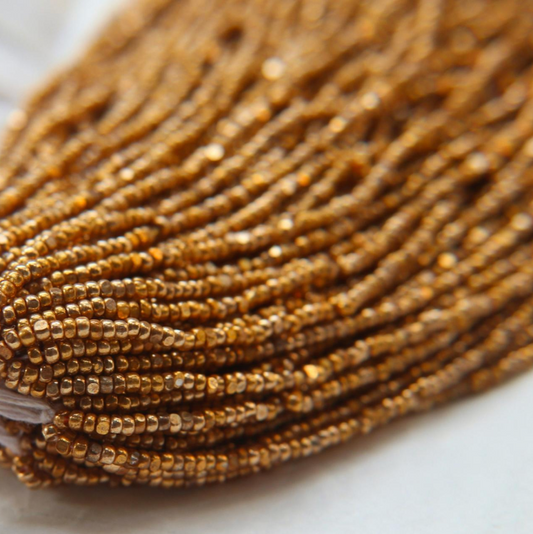11/0 Charlotte Cut Seed Bead - Metallic Dark Gold 10g India Sheen Charlotte Cut Seedbeads