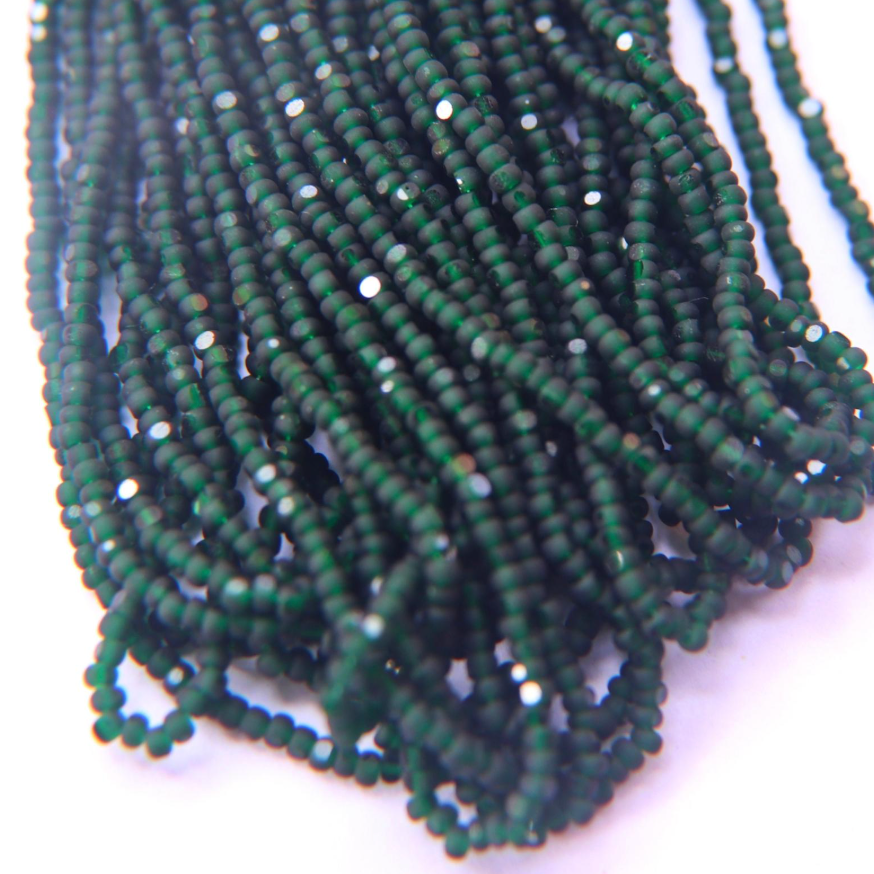 11/0 Charlotte Cut Seed Bead - Deep Green Transparent (10g) India Sheen Charlotte Cut Seedbeads