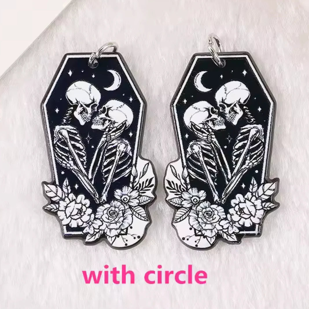 16*30mm "In One Grave" Skull Lovers coffin Shape, Sew on, Resin Gem (Sold in Pair) Resin Gems