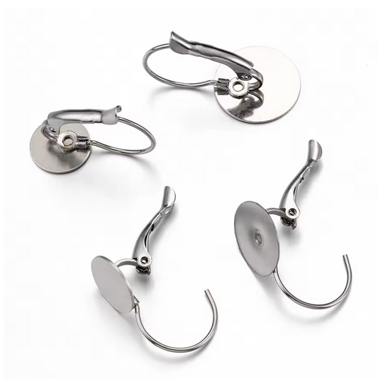 20mm Stainless Steel French Earrings Base Lever Back, Findings Studs (Sold in 5 Pair) Sundaylace Creations & Bling