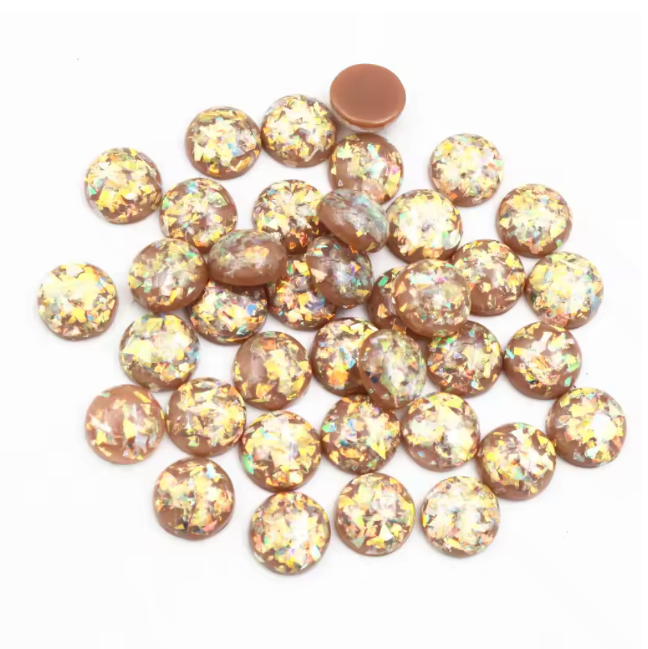 12mm Metallic Brown Round Rivoli Glue on, Fancy Glass Resin Gem (Sold in Pair) Fancy Glass Gems