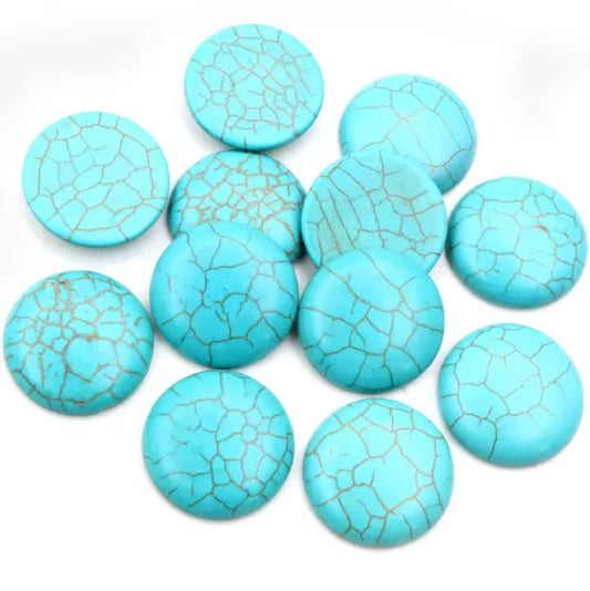 25mm Turquoise Green Round, Precious Natural Stone Glue on, Stone Gem (Sold in Pair) Sundaylace Creations & Bling