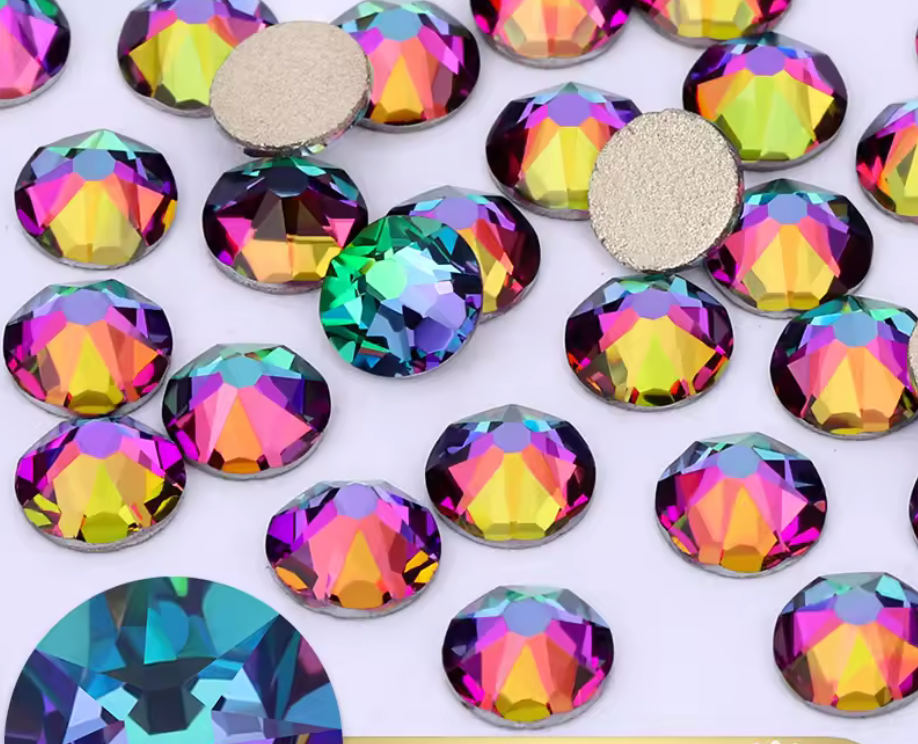 SS30 Vitriol Medium Flame Flatback Rivoli, Glue on, Glass Gems (Sold in 288 pcs) Glass Gems