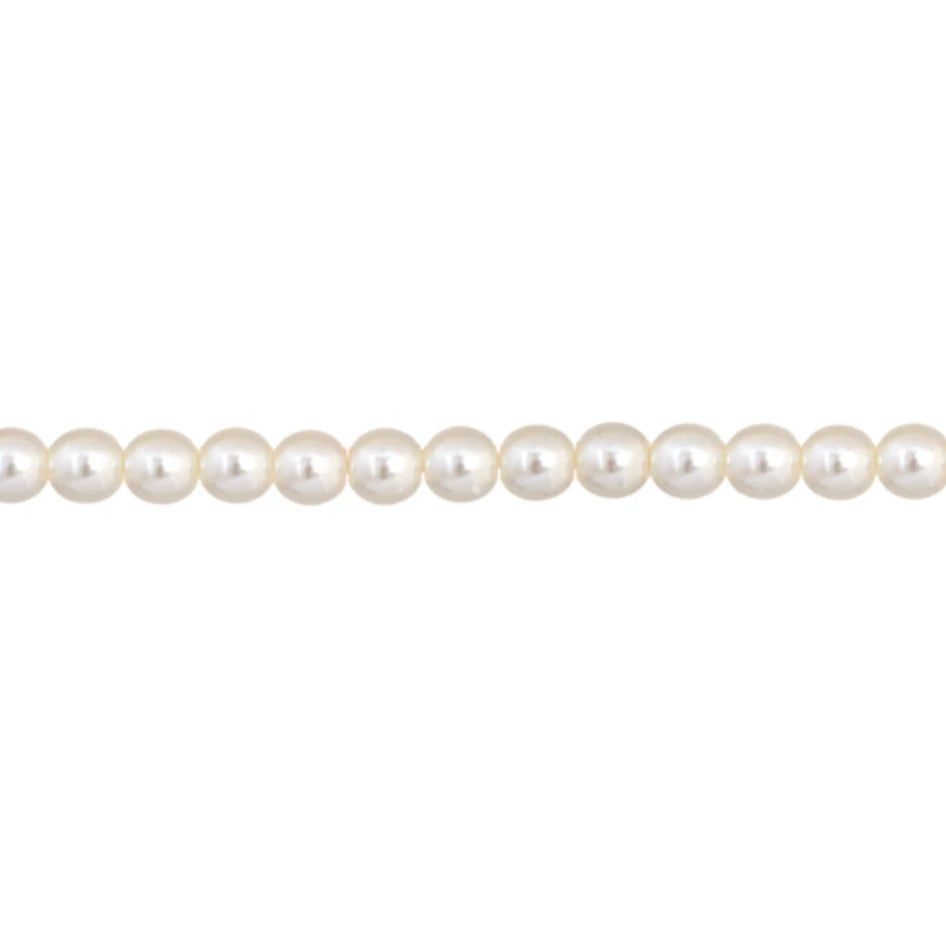 3mm GLASS PEARL Round 3mm  Strung-  White Pearl Sundaylace Creations & Bling