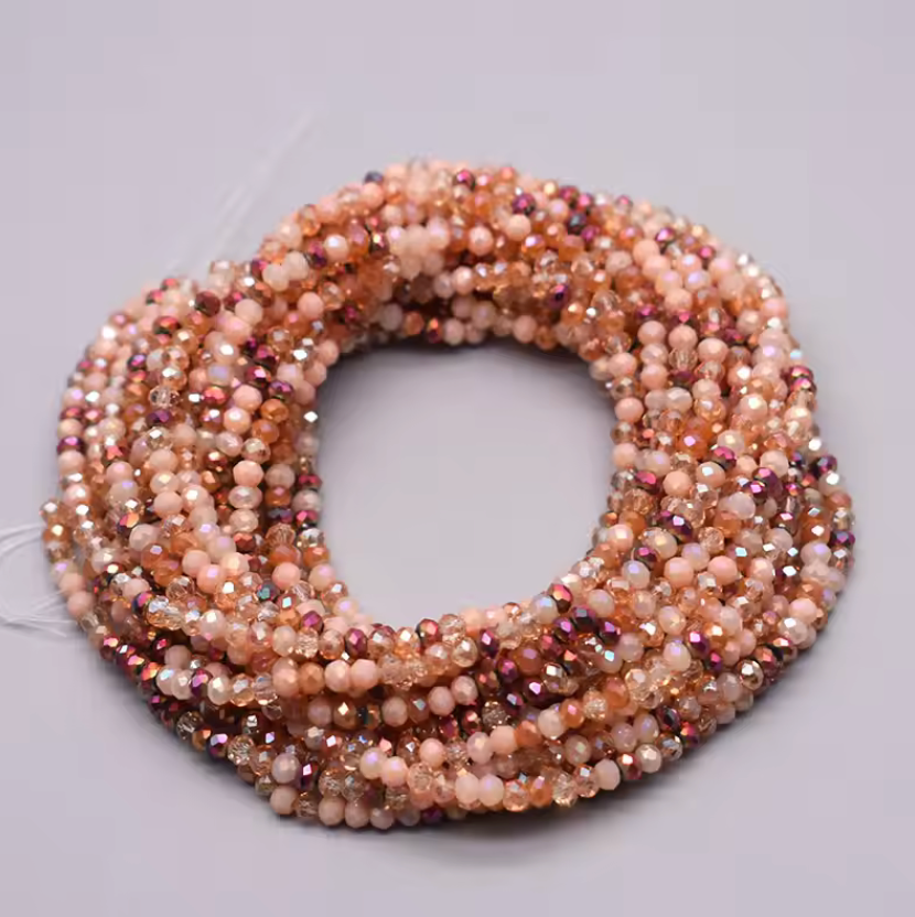 2*3mm "Red Copper Ivory Mix" Faceted Rondelle Beads 160 pcs
