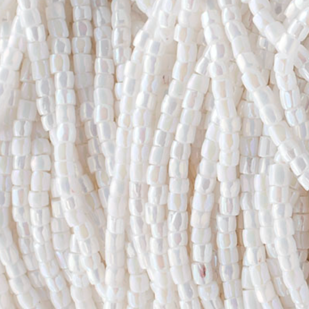 3 Cut 9/0 Beads Opaque White Rainbow AB *HANK* Sundaylace Creations & Bling