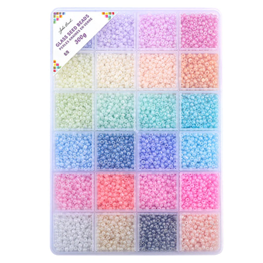 Vibrant Pastels Bead Box - 24 Colors Glass Seed Beads 8/0 - 300g, Promotions Sundaylace Creations & Bling
