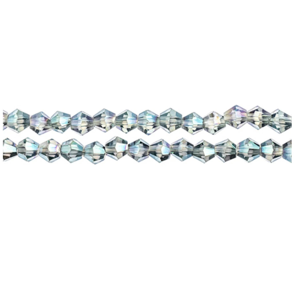 4mm Crystal Lane Bicone, Transparent Green Luster Crystal Lane