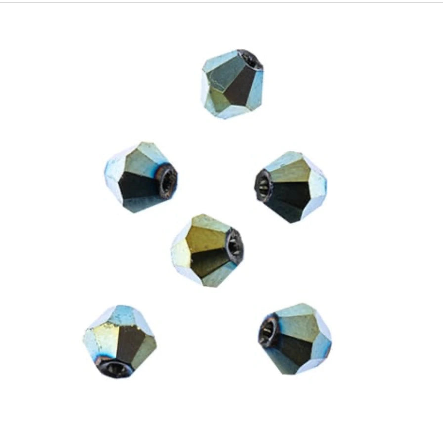 4mm Opaque Green IRIS, Crystal Lane Bicone (96pc) 2 x 7inch Strand Crystal Lane