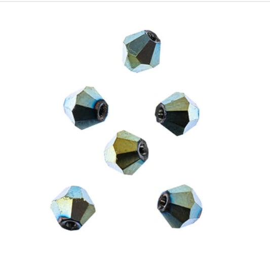 4mm Opaque Green IRIS, Crystal Lane Bicone (96pc) 2 x 7inch Strand Crystal Lane