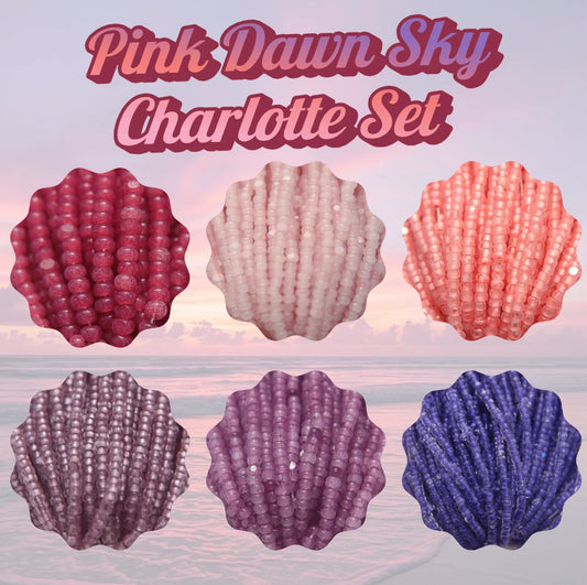 "Pink Dawn Sky" 6 X 11/0 Charlotte Set Beads, Promotions India Sheen Charlotte Cut Seedbeads