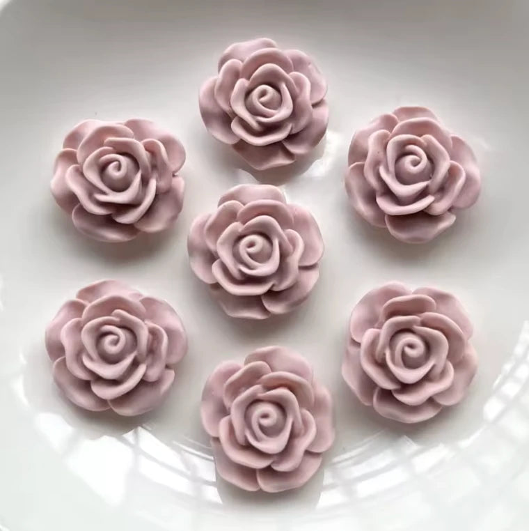 20mm Vintage Pink Matte Vintage Rose Resin Gem (Sold in Pairs) Sundaylace Creations & Bling