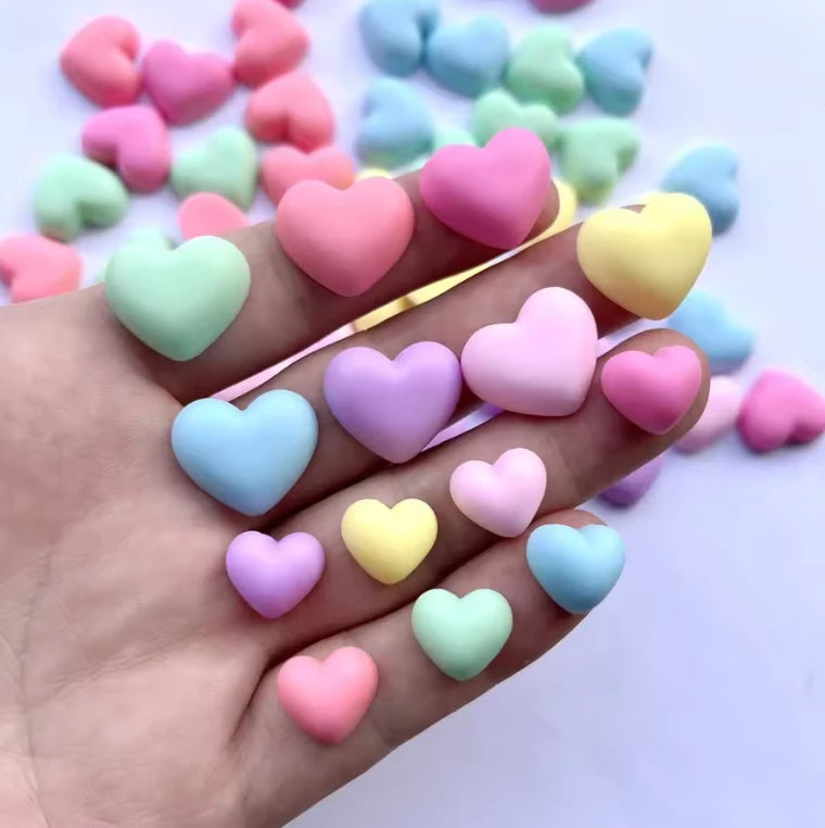 18mm Matte Hearts, Glue on, Resin Gems (Sold in Pair)