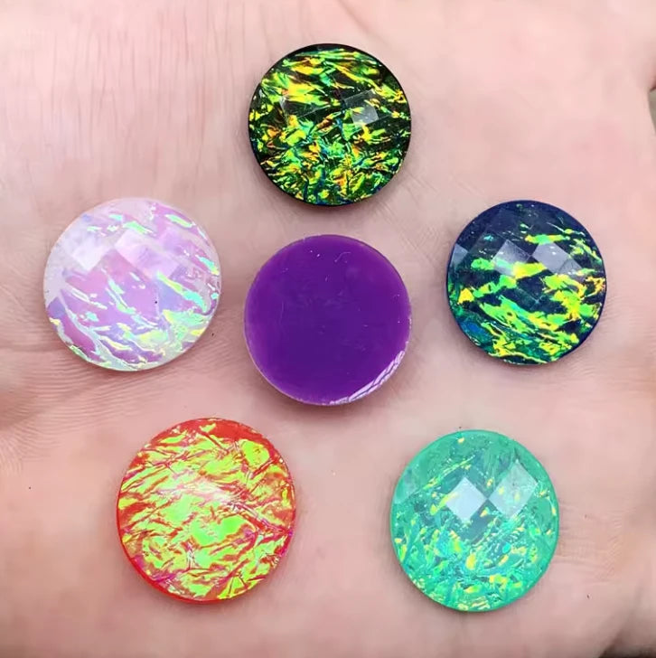 20mm Opal Mix Set Round Shaped, Sew On, Resin Gems Bundle (Sold in 6 Pair Set) Resin Gems